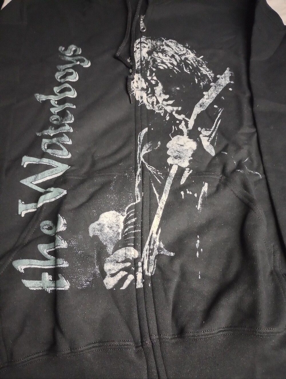 The Waterboys Black Graphic Zip-Up Hoodie Sweatshirt Size X-LARGE